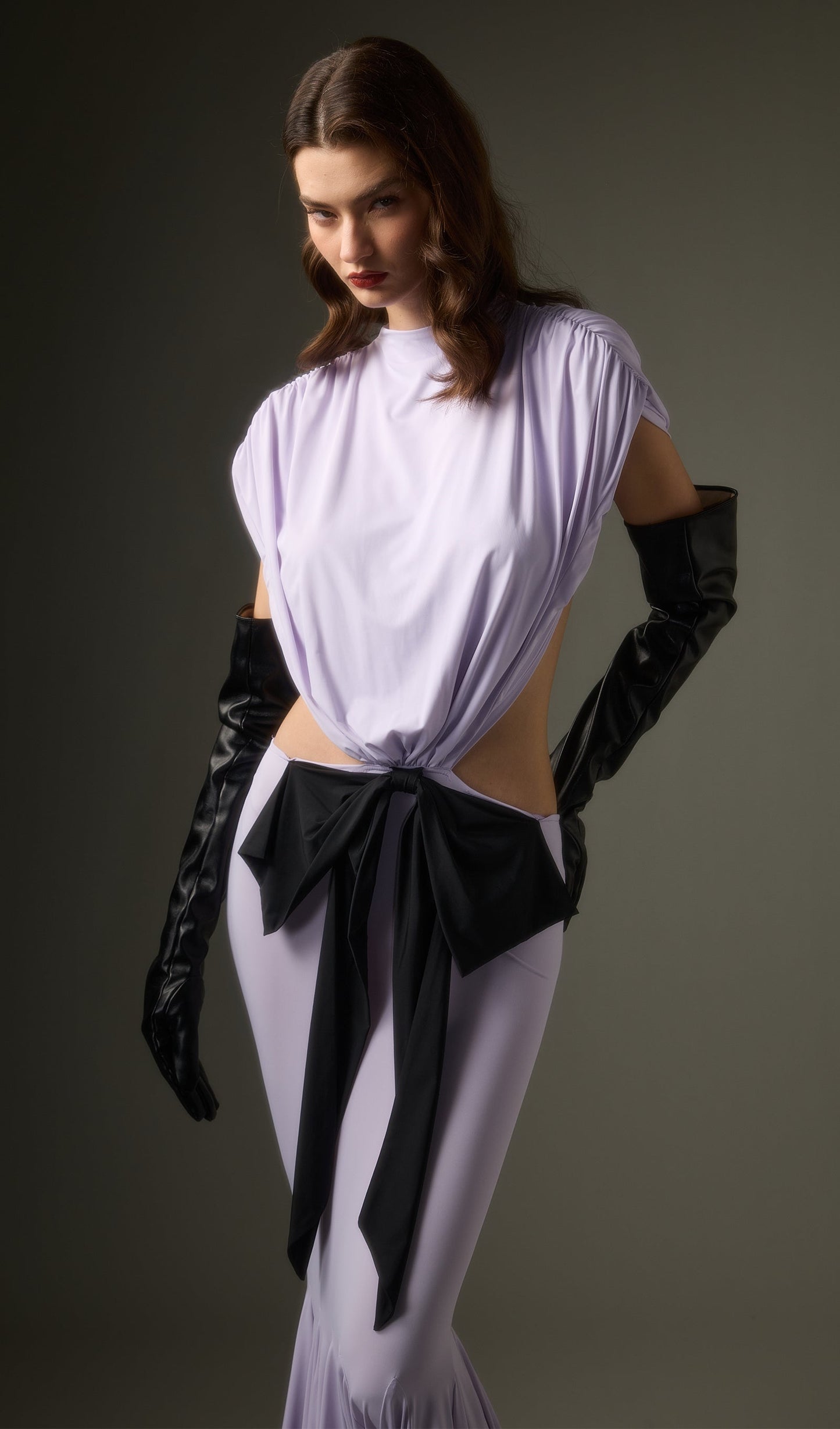 Solid Jersey  Cut Out Detail Maxi Dress In Purple