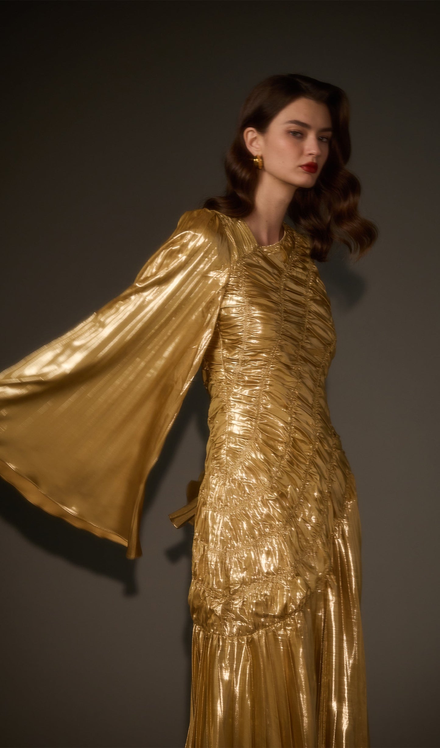 Metallic Maxi Dress In Gold