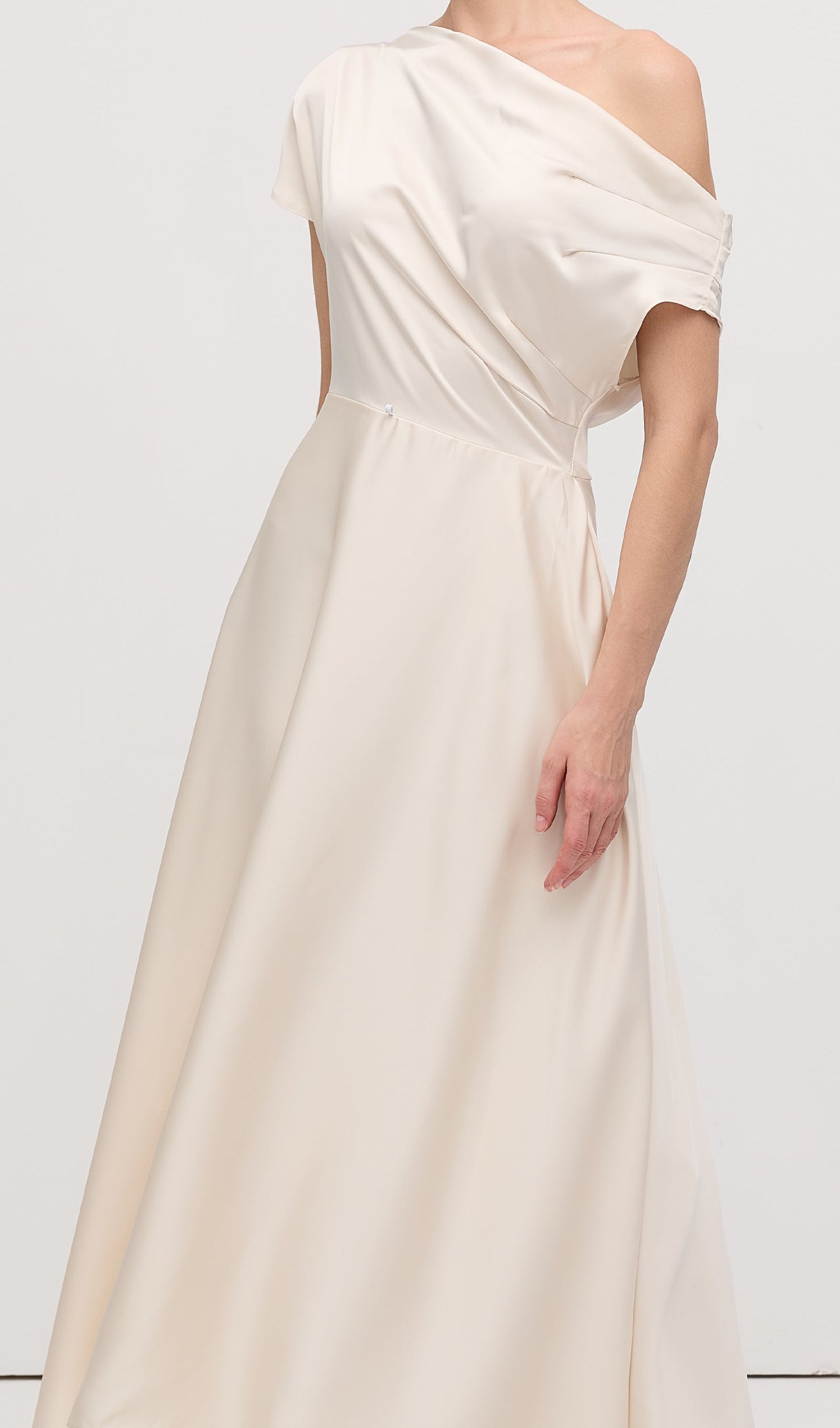 Asymmetry Satin Lace Up Maxi Dress
