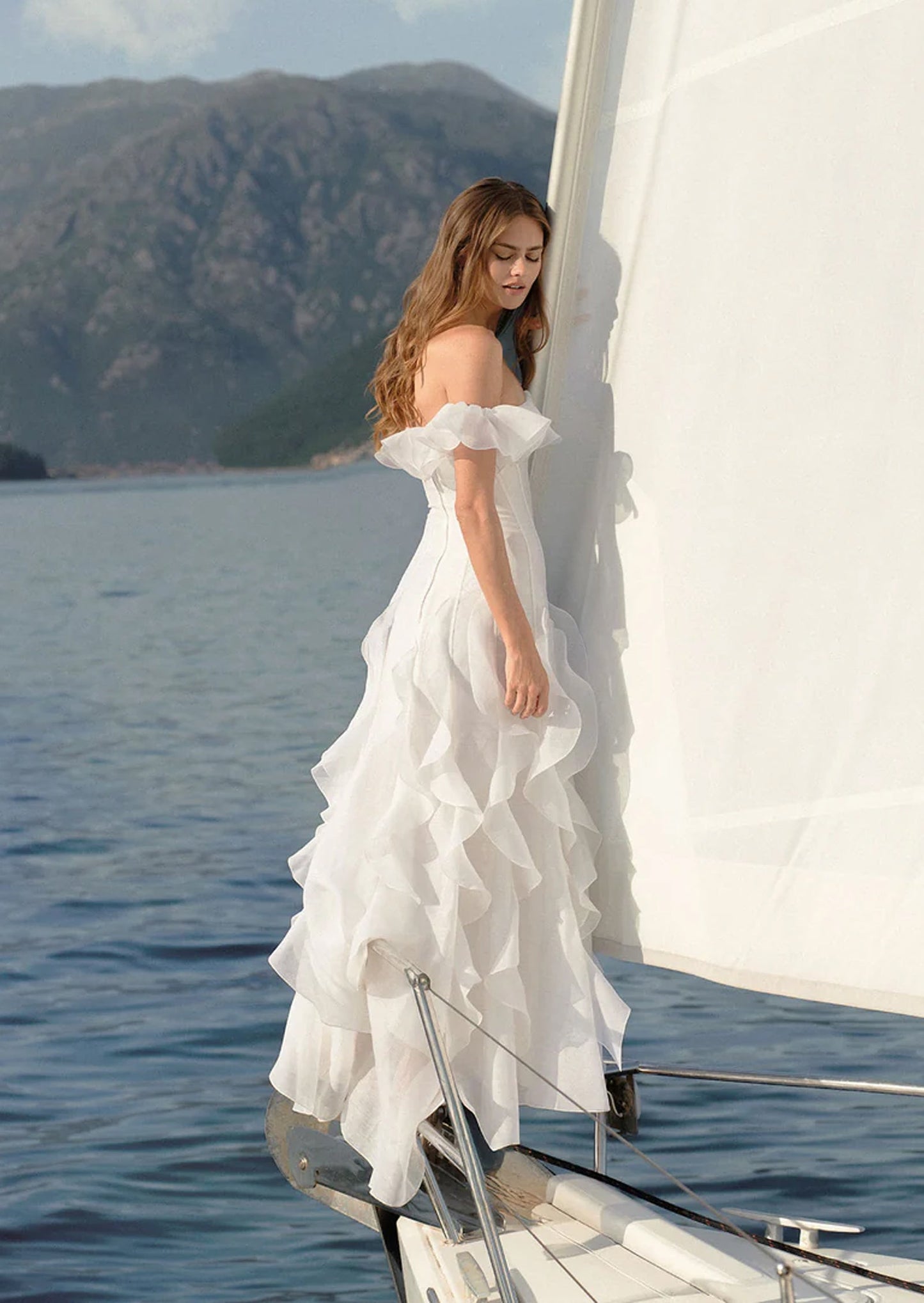 Off Shoulder Ruffled Layered Maxi Dress