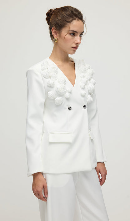 Slim Fit Blazer & Trousers Two-Piece Set In White