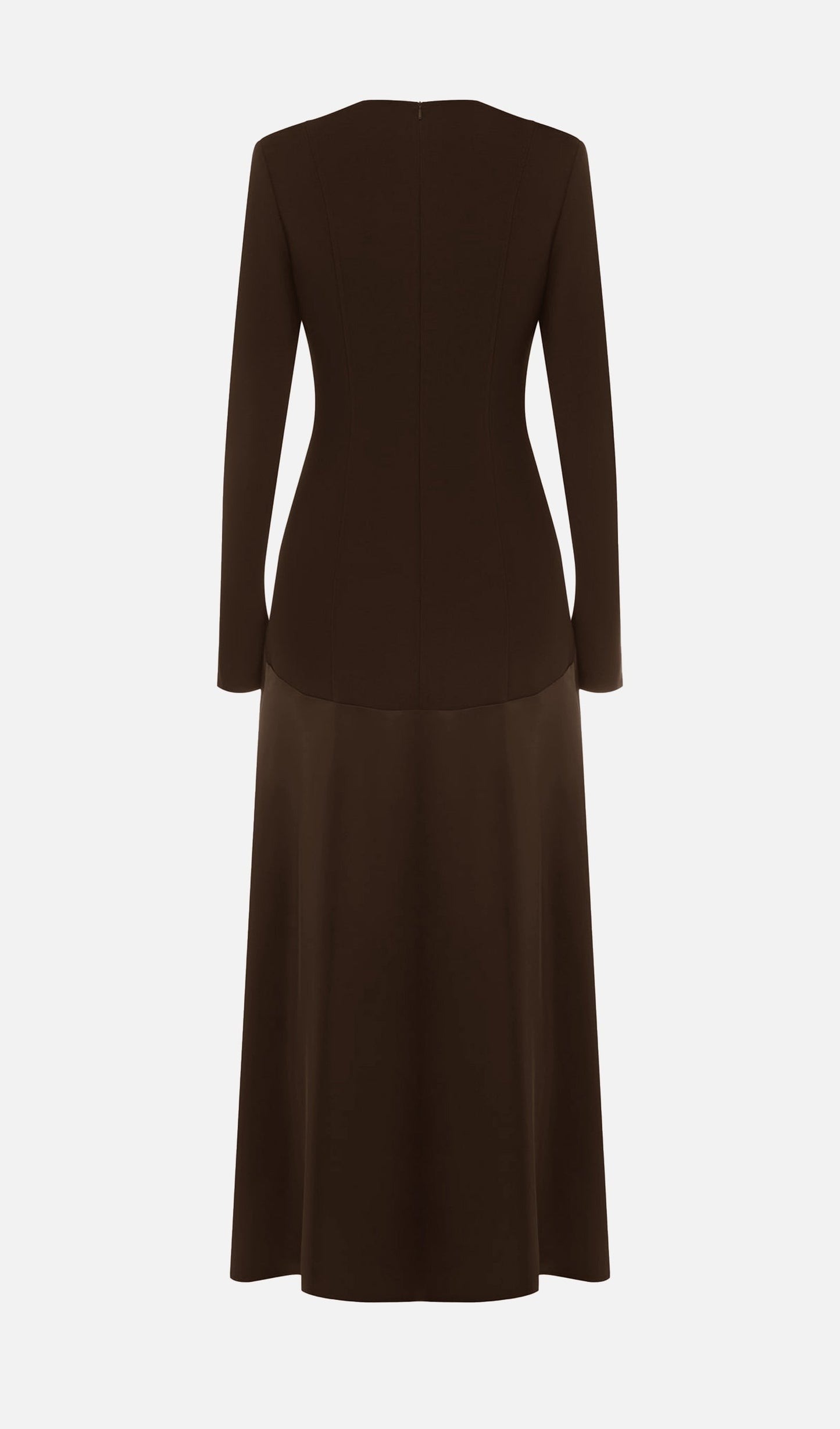 Trendy Knitted Satin Maxi Dress -Coffee