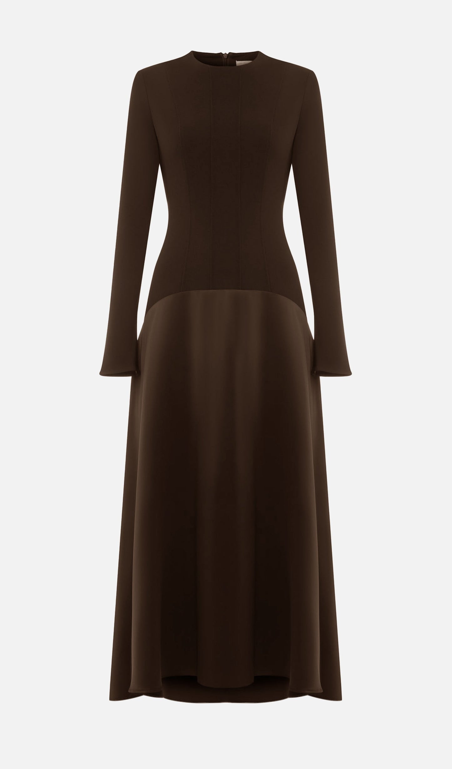 Trendy Knitted Satin Maxi Dress -Coffee