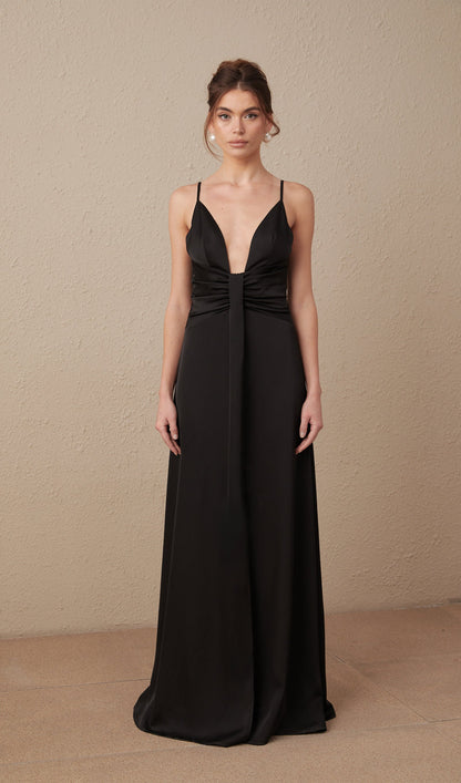 Strappy Satin Evening Maxi Dress