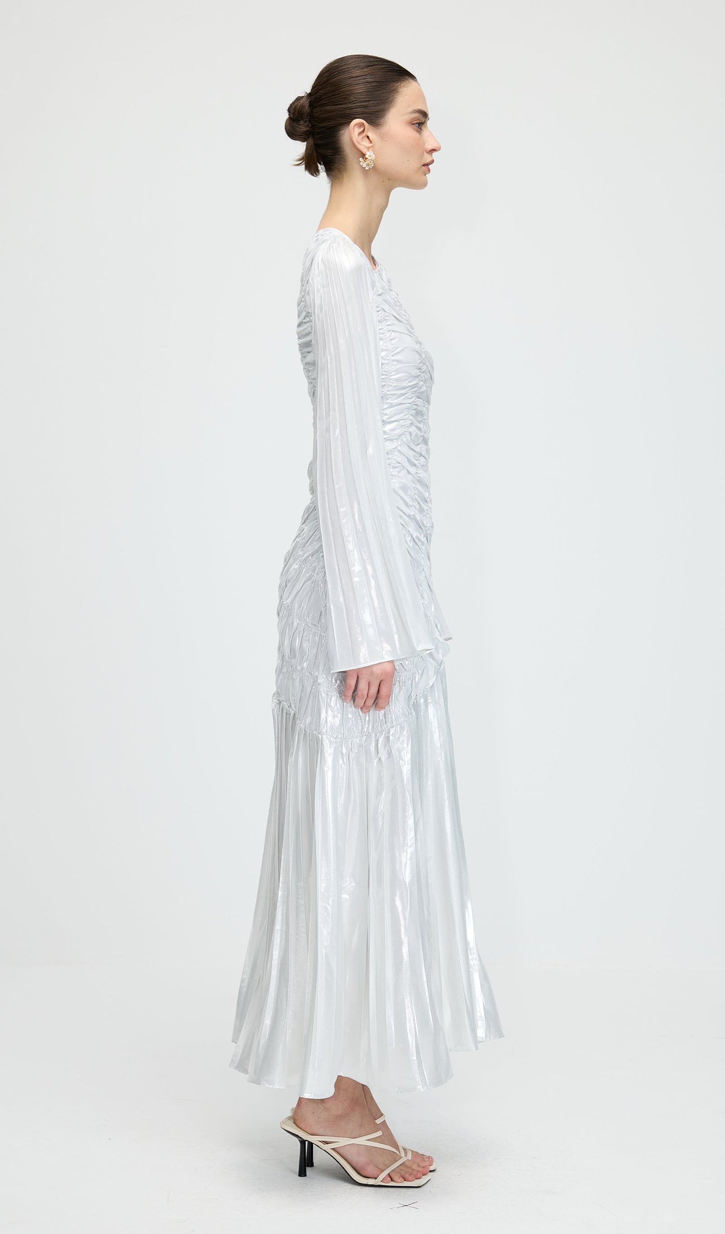 Metallic Long Sleeve Maxi Dress