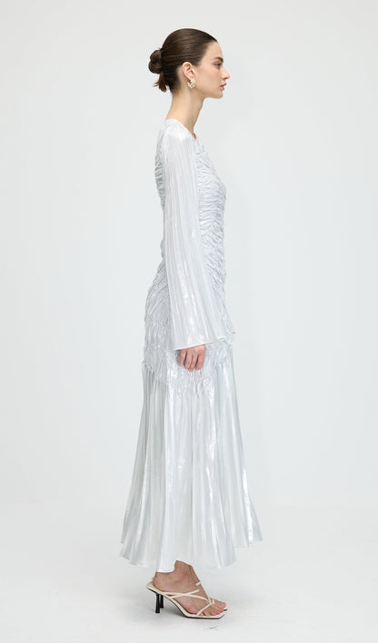 Metallic Long Sleeve Maxi Dress