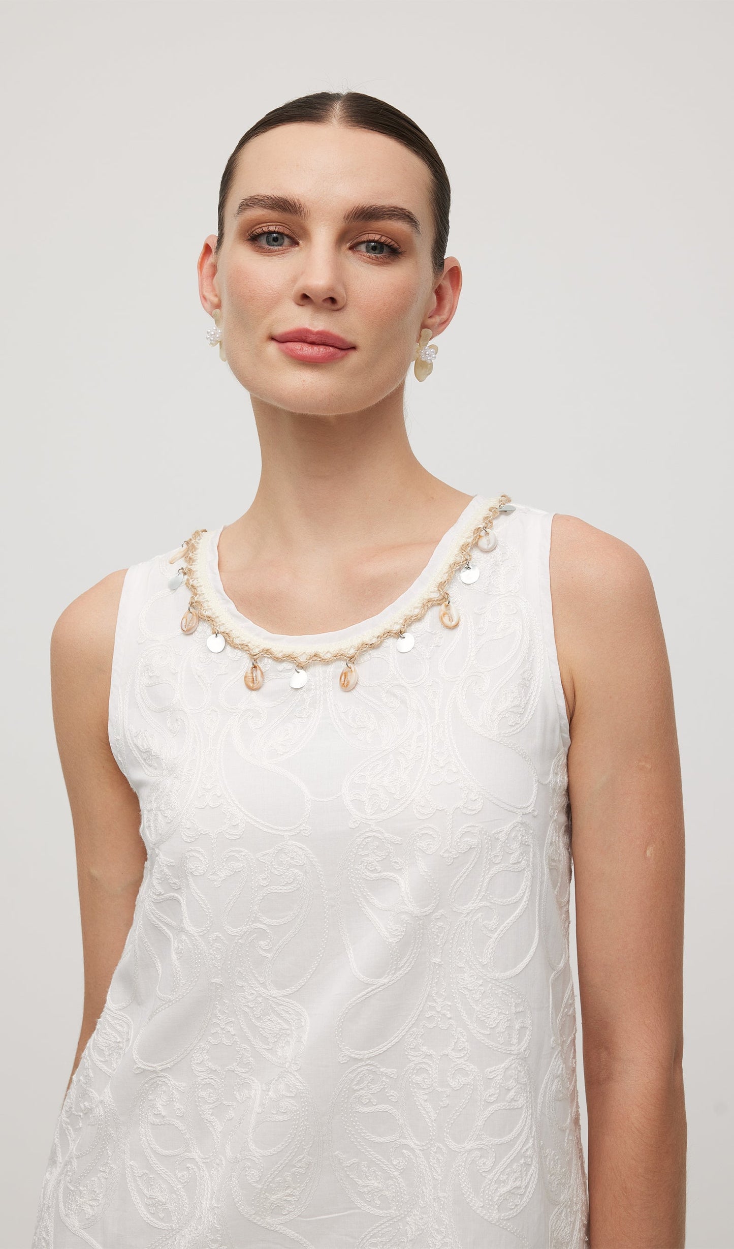 Round Neck With Shell Midi Dress
