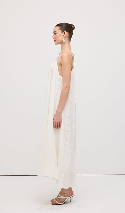 Embroidered Cotton And Linen Midi Dress