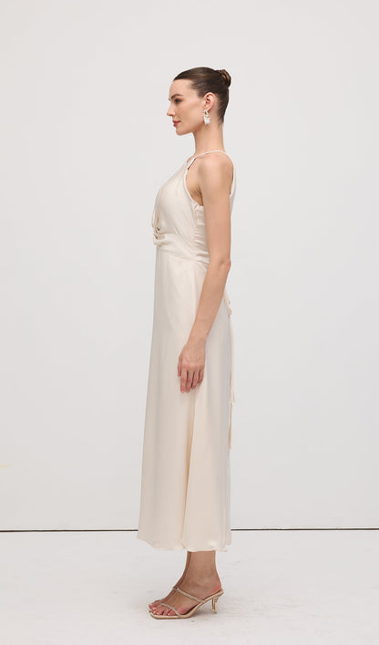 Sleeveless Satin Midi Dress