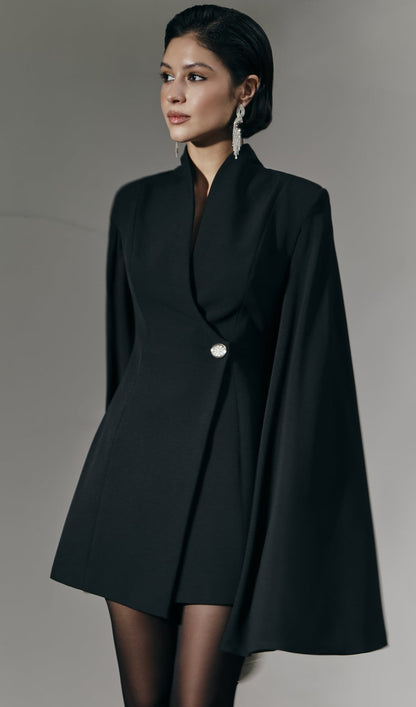 Mini Dress With Flared Sleeves In Black