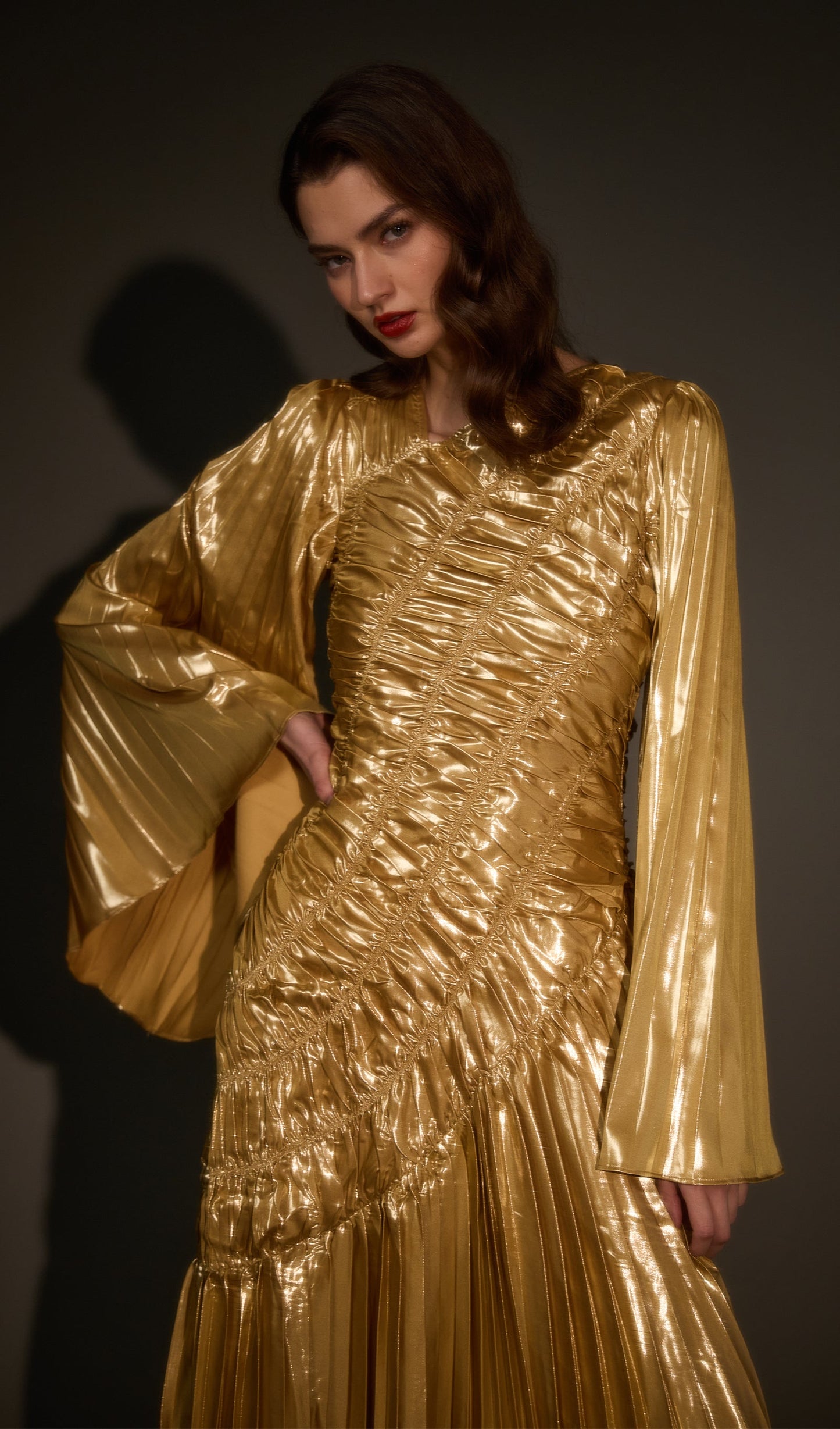 Metallic Maxi Dress In Gold