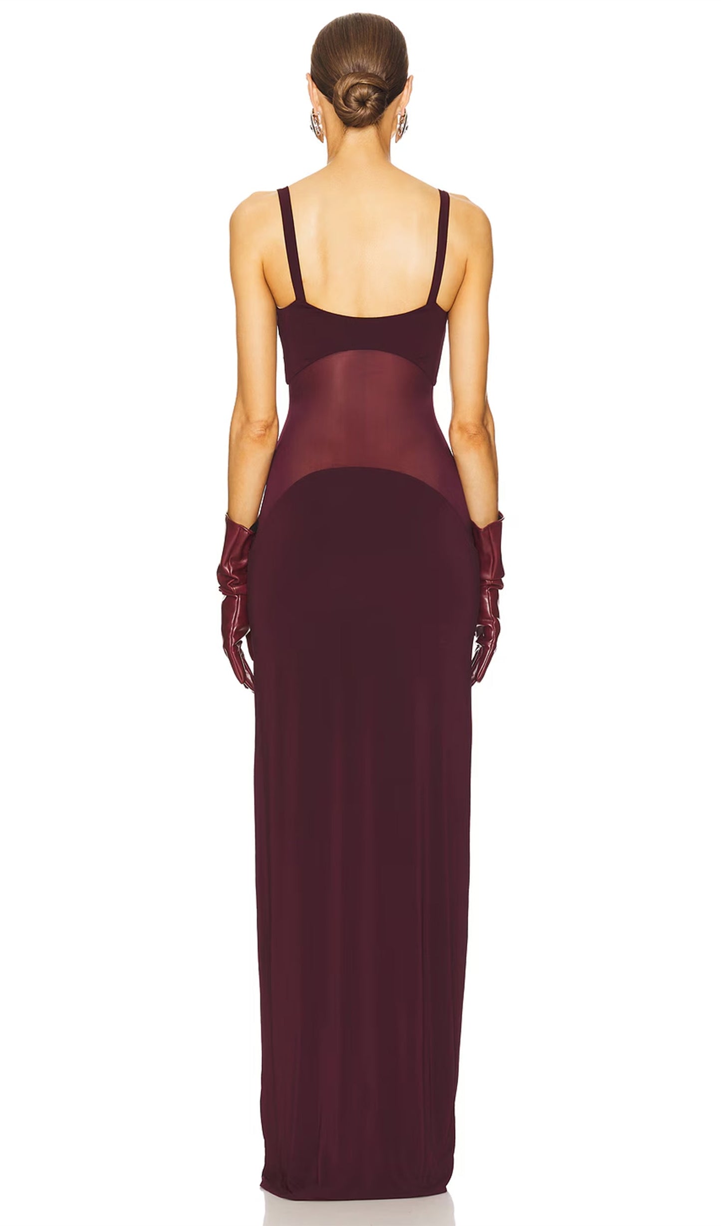 Sheer Knit Curve Maxi Dress In Red