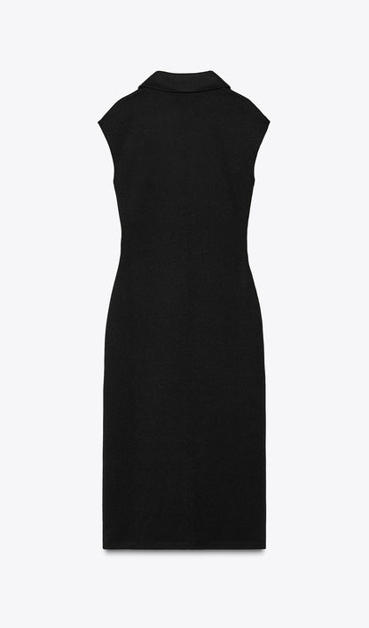 Solid Pique Shirt Midi Dress