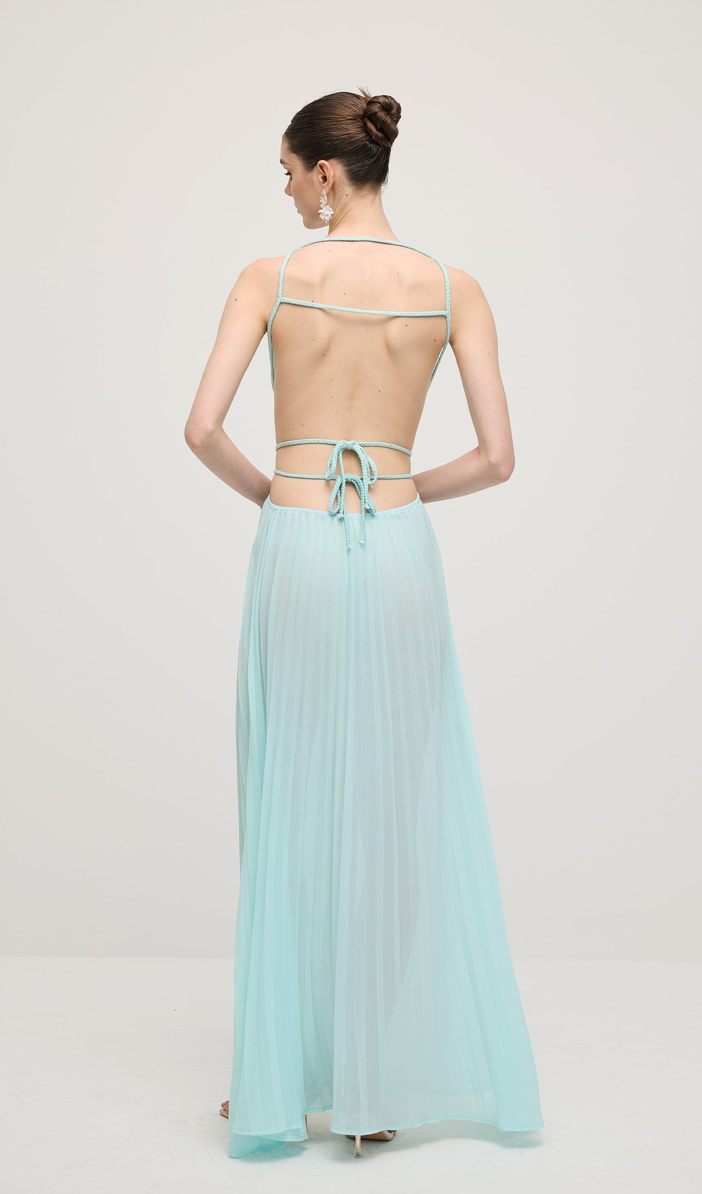 Solid Halter Open Back Maxi Dress