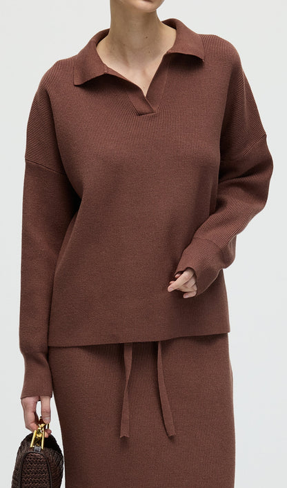 Knitted Long Sleeve Top & Midi Dress Set