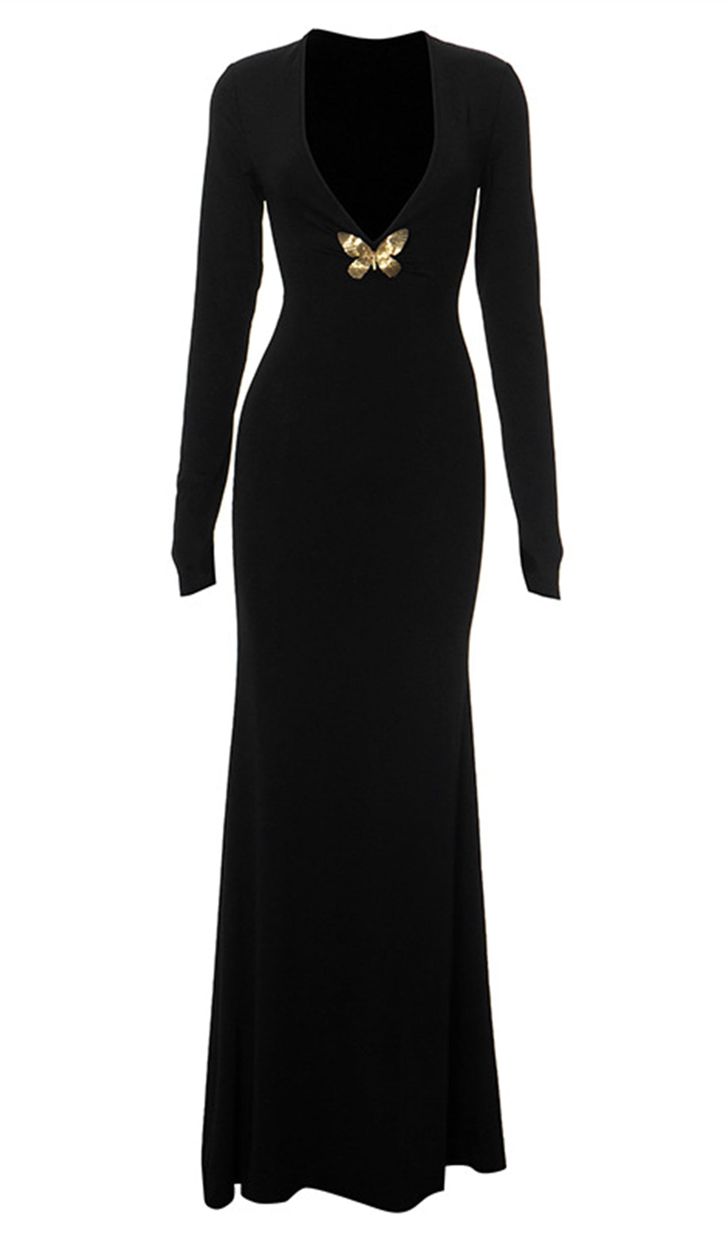 Deep V Neck Maxi Dress Black