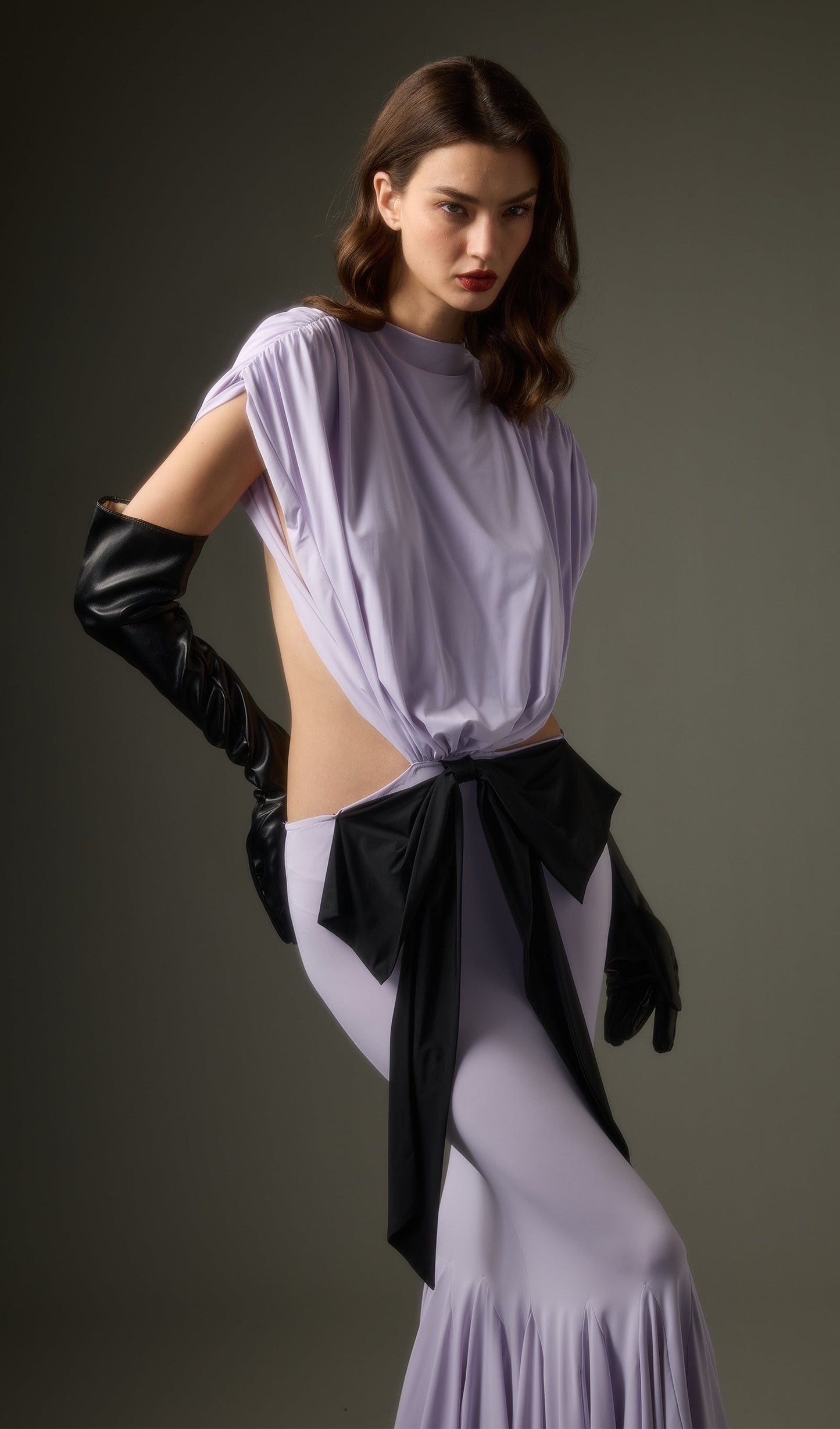 Solid Jersey  Cut Out Detail Maxi Dress In Purple