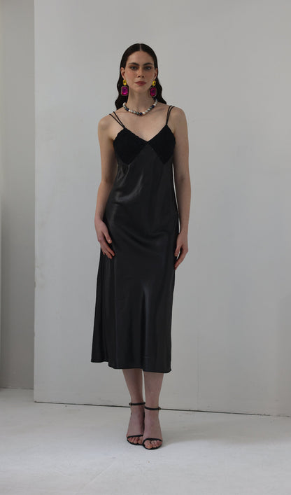 Knitted Patchwork Slip Midi Dress