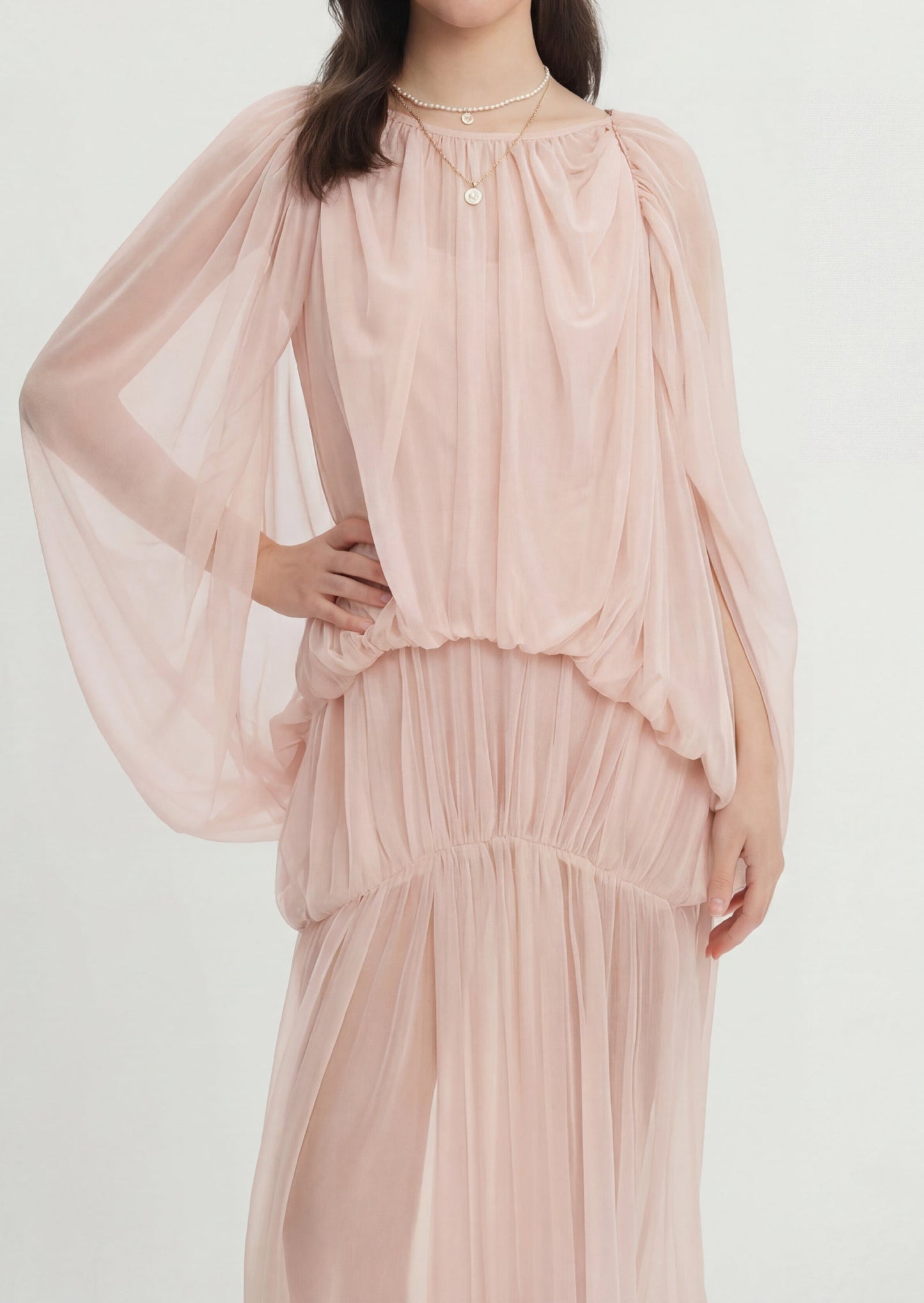 Voluminous Bubble Maxi Dress In Pink