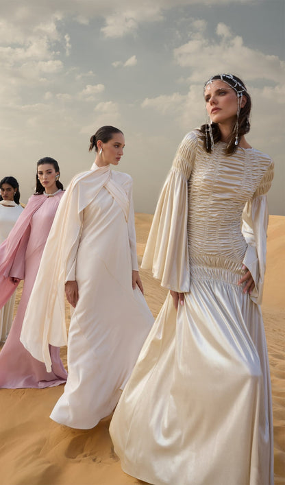 Metallic Elasticated Gathers Maxi Dress