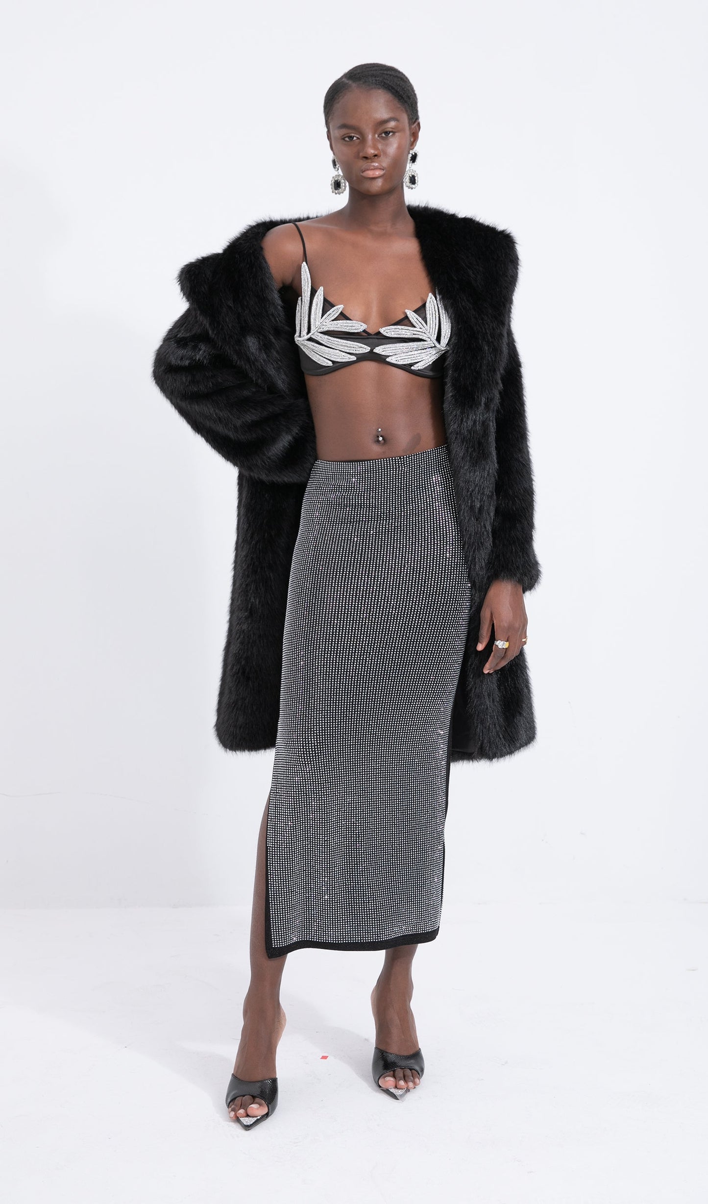Trendy Black Maxi Length Eco-Coat