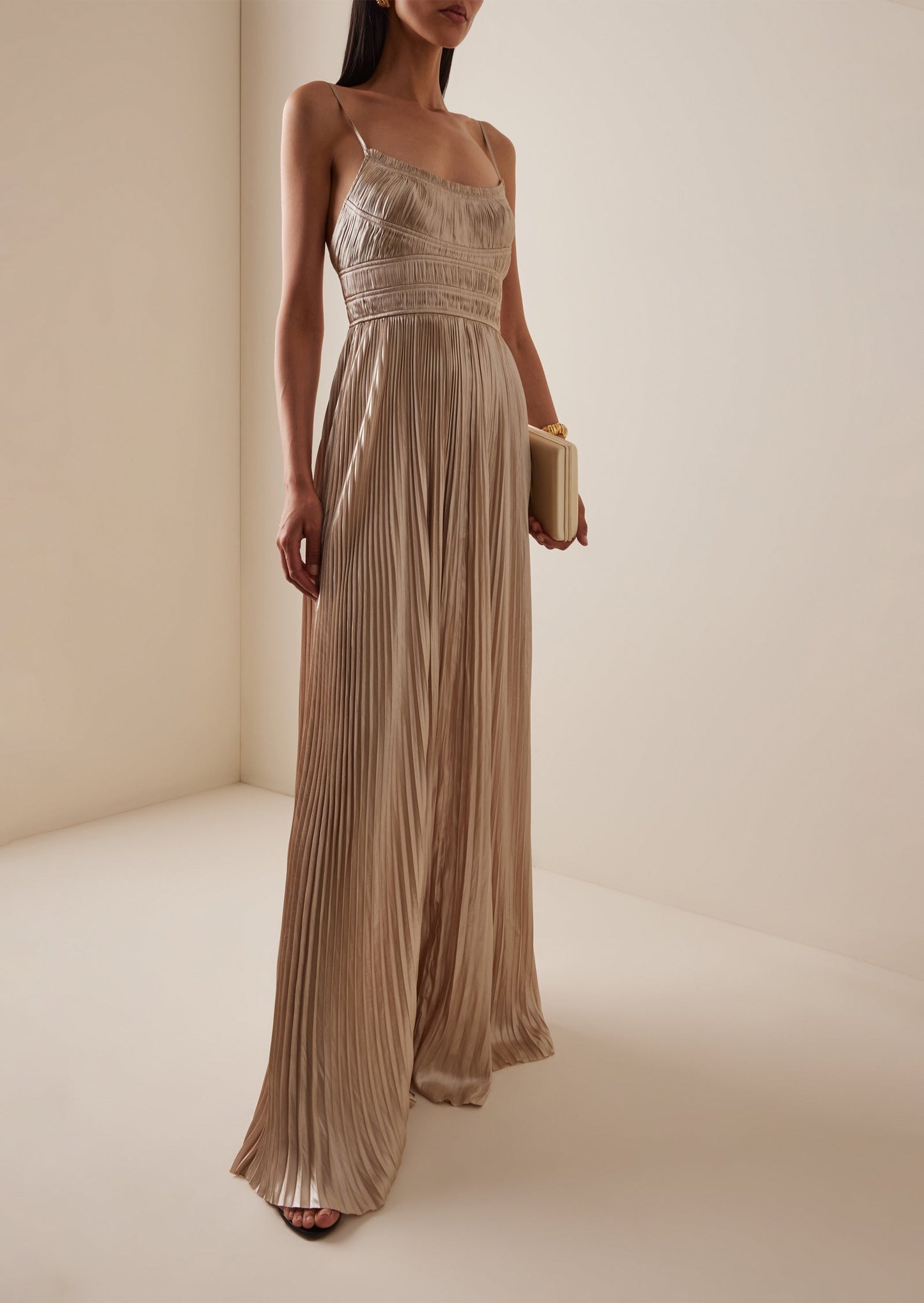 Sleeveless Pleated Gown
