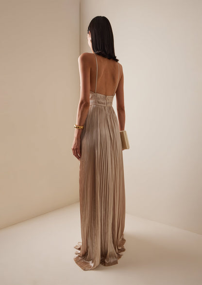Sleeveless Pleated Gown