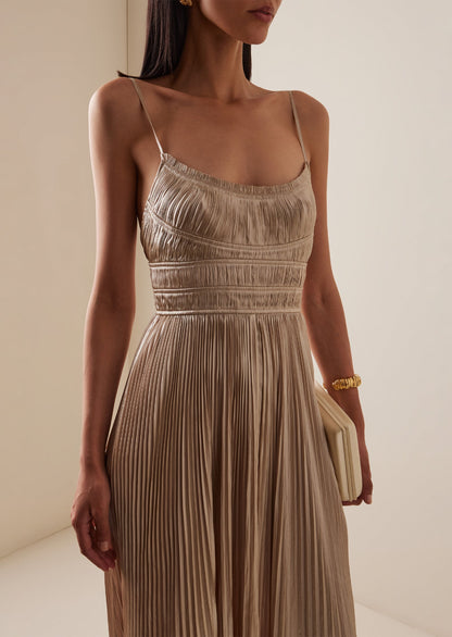 Sleeveless Pleated Gown