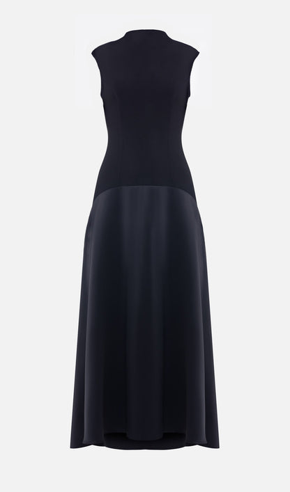 Knitted Satin Sleeveless Maxi Dress