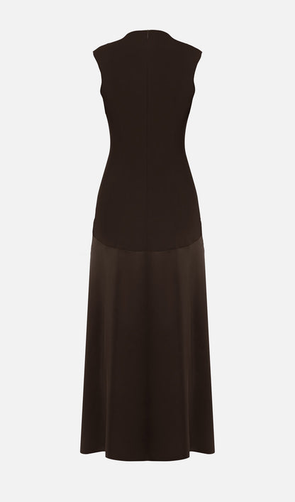 Knitted Satin Sleeveless Maxi Dress
