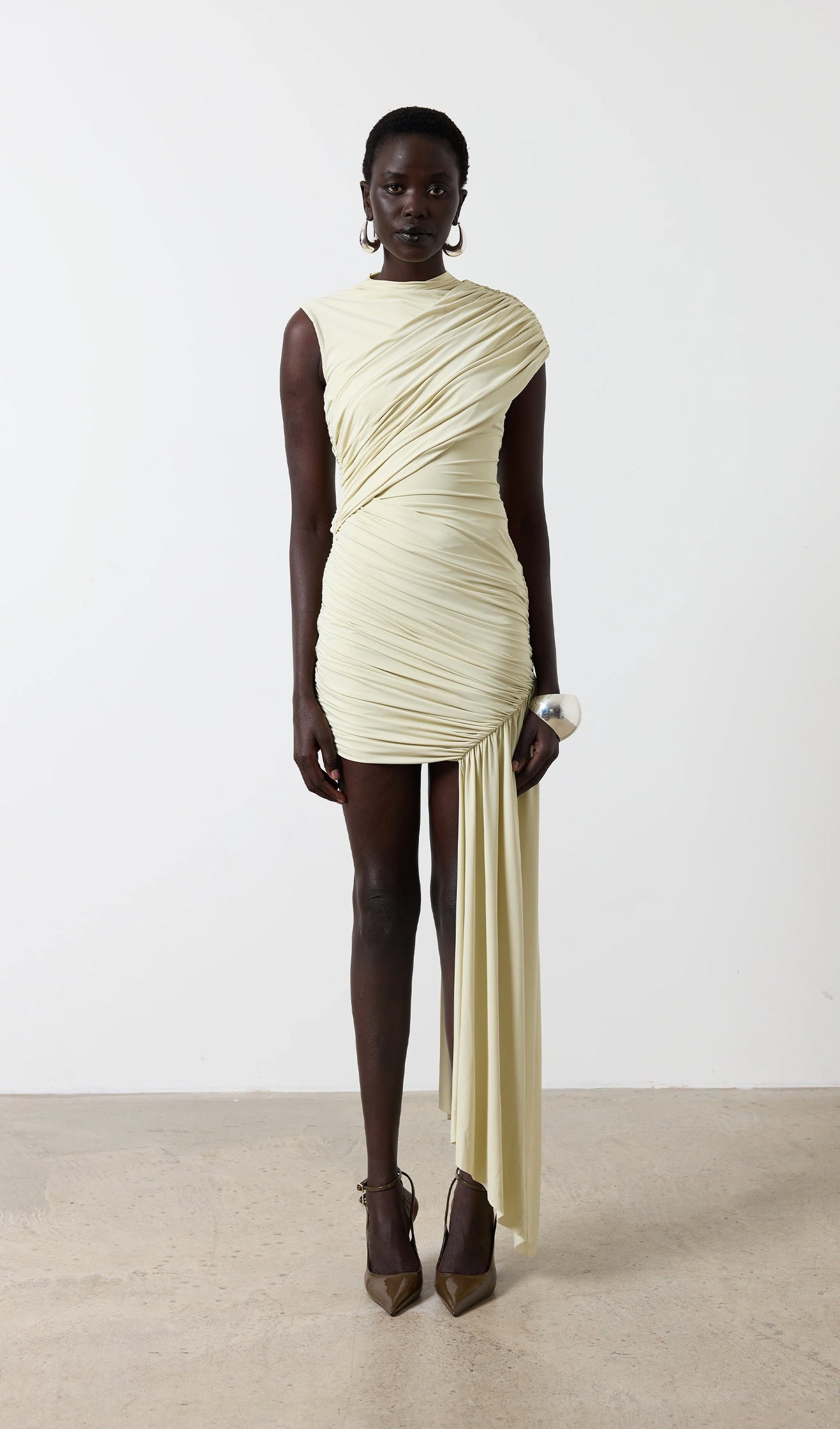 Asymmetrical Draping Mini Dress