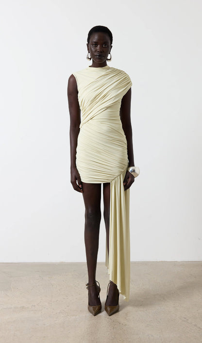 Asymmetrical Draping Mini Dress