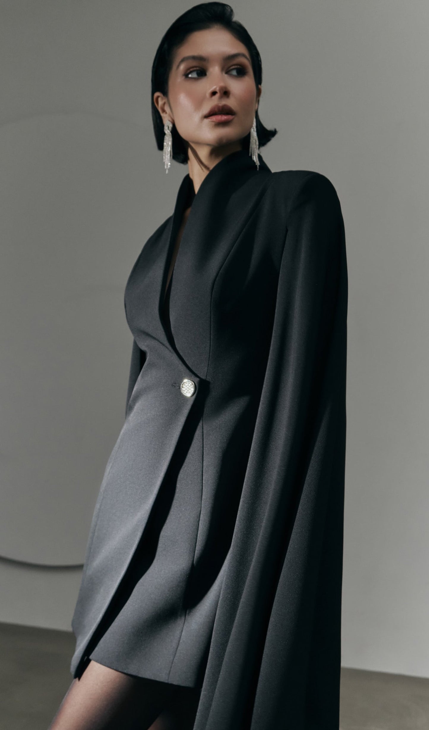 Mini Dress With Flared Sleeves In Black