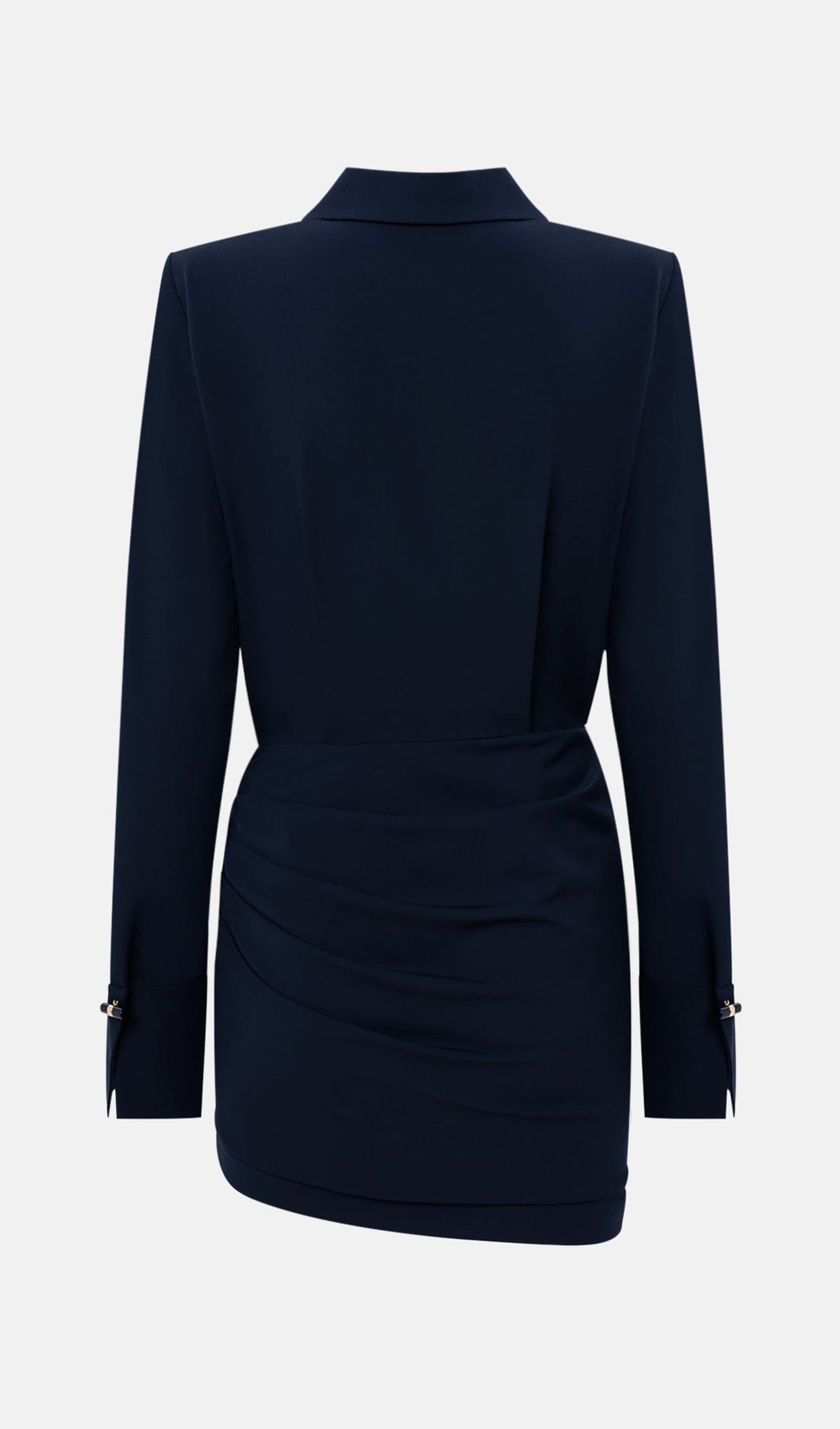 Lapel Collar And Draped Mini Dress Set In Black