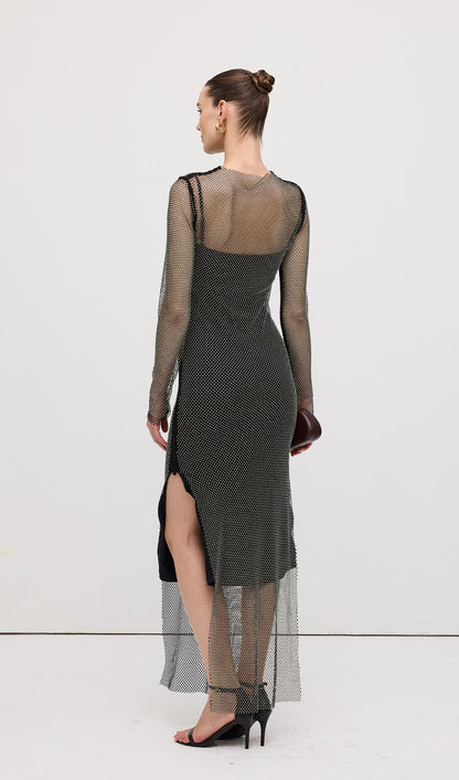 Mesh With Monochrome Maxi Dress