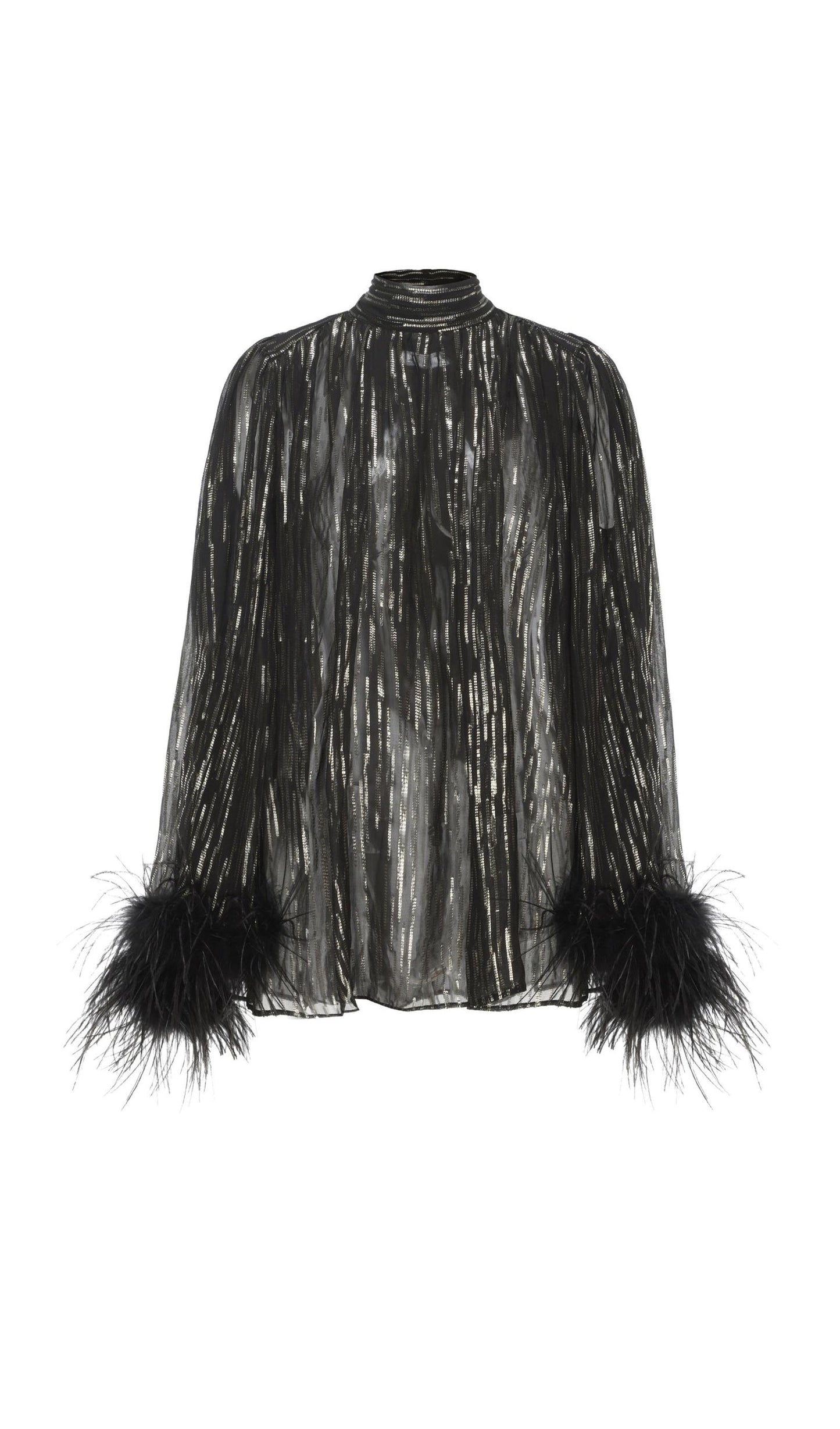 Feather Top & Leather Mini Skirt In Black
