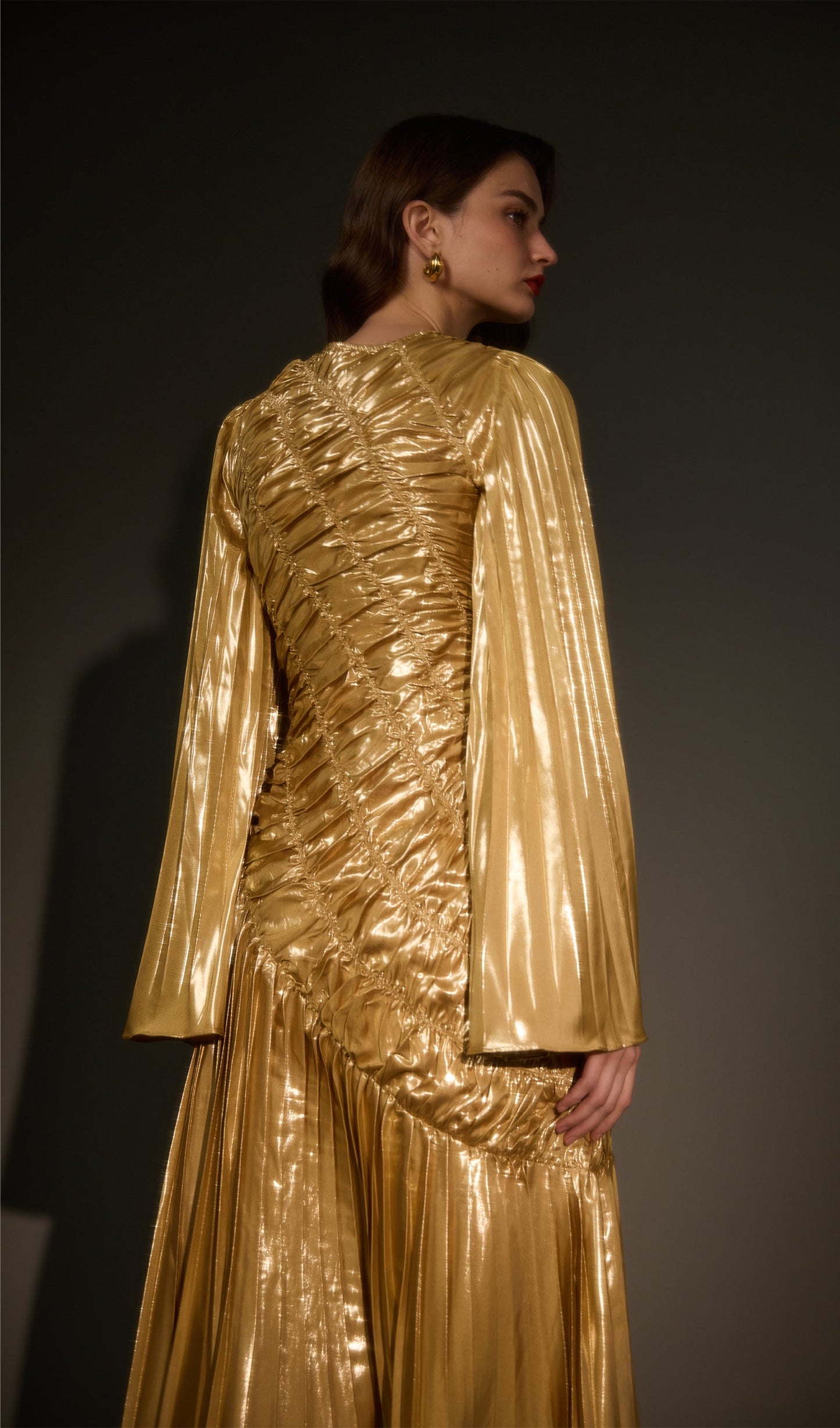 Metallic Maxi Dress In Gold