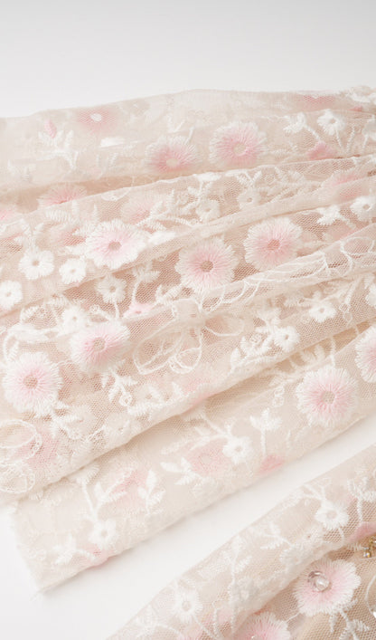 Embroidered Flower Sequins Mesh Maxi Dress