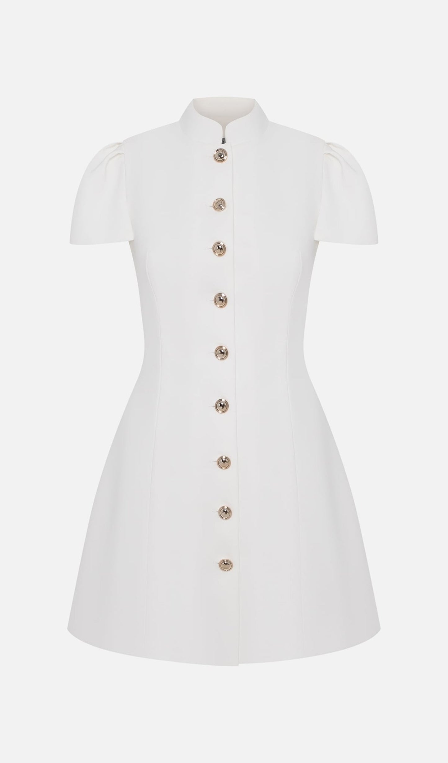 Mini Fitted Dress With Large Buttons In White