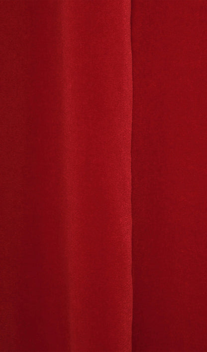 Long Sleeved Gathers  Maxi Dress Red
