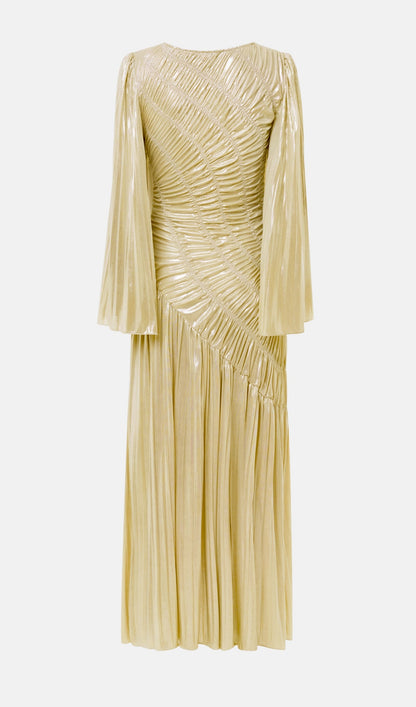 Metallic Ruffled Maxi Dress