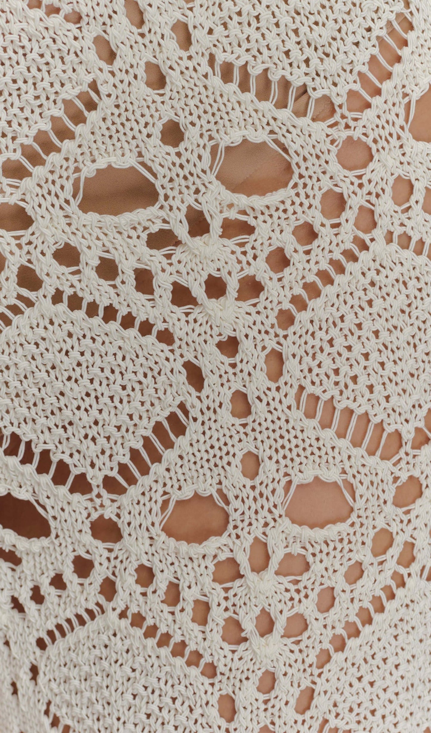 Bandage Knit Top & Crochet Knit Pants In Ivory
