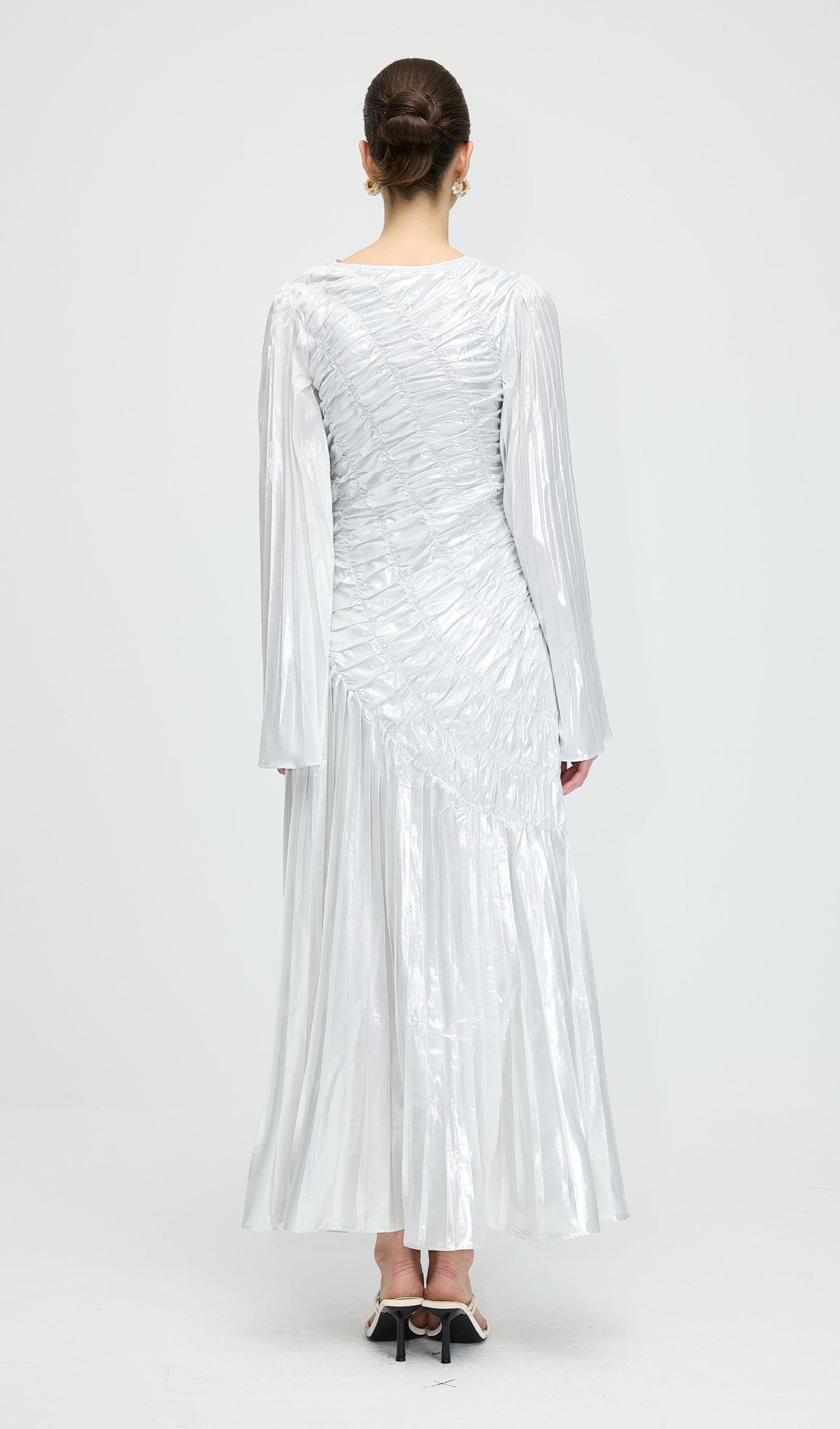 Metallic Long Sleeve Maxi Dress