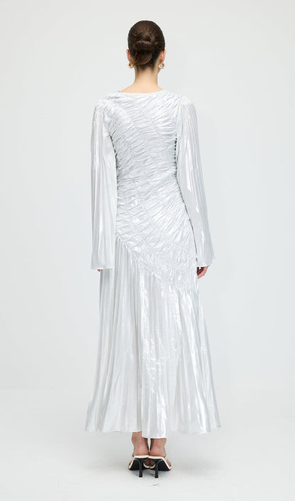 Metallic Long Sleeve Maxi Dress