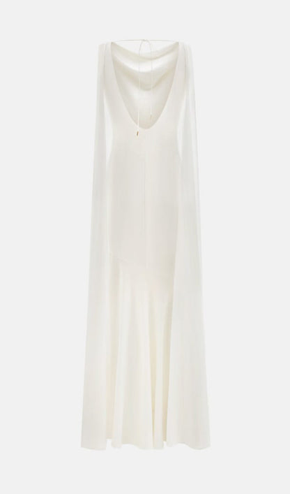 Solid Satin Flared Maxi Dress