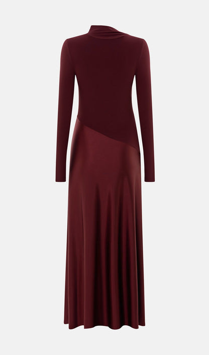 Combination Maxi Dress With Satin In Red