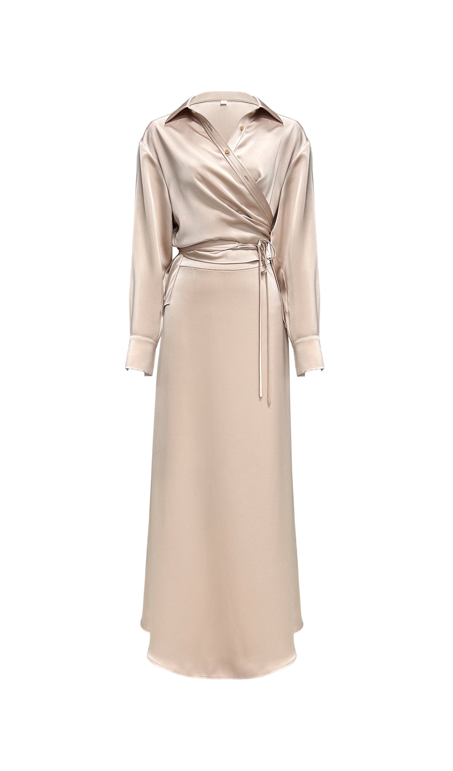 Solid Satin Shirt Maxi Dress Sets