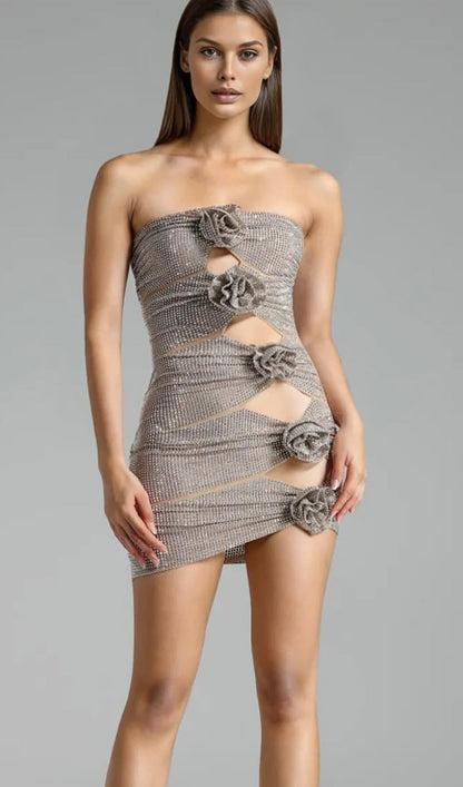 Crystal-Embellished Mini Dress