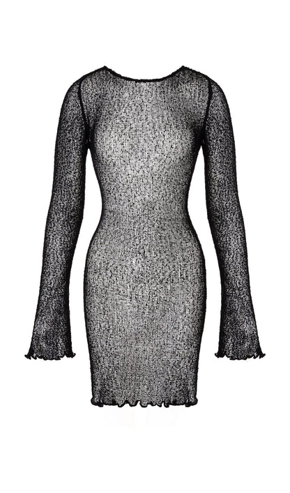 Knit Cover Up Backless Mini Dress