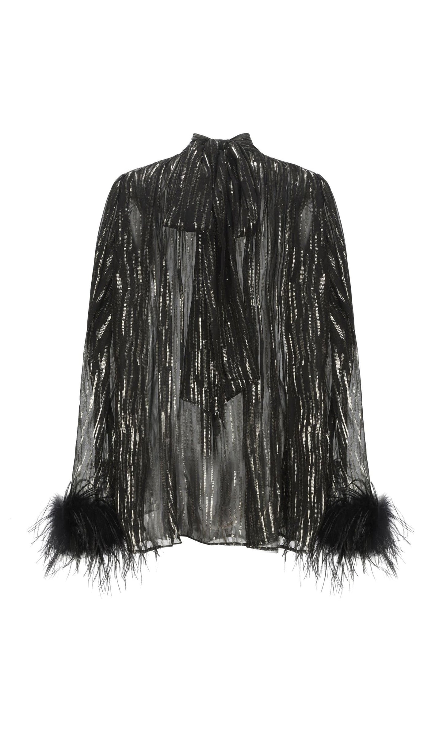 Feather Top & Leather Mini Skirt In Black